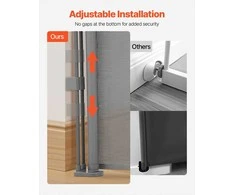 Ištraukiami apsauginiai varteliai vaikams ir augintiniams, 870 mm aukščio, išsitempia iki 2800 mm pločio, tinkliniai saugos varteliai vidaus laiptams, durims, koridoriams, pilki, apsauginė tvorelė