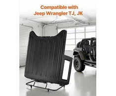 Jeep Wrangler durų ir kietojo stogo laikymo vežimėlis, mobilus stovas su reguliuojamomis skylėmis ir paminkštinimu, milteliniu būdu dengtas plieno laikiklis garažui