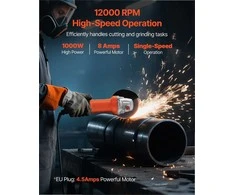 Kampinis šlifuoklis 114.3 mm 1000W didelio greičio metalo šlifavimui ir pjovimui, laidinis reguliuojama dulkių apsauga, elektrinis kampinis šlifuoklis 12 000 RPM, rankinis pjovimo įrankis