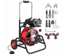 Kanalizacijos valymo mašina 50mm-150mm vamzdžiams, automatinio padavimo gyvatukas, nešiojamas vamzdžių valymo įrenginys, reguliuojamas būgnas, 8 pjovikliai ir kojinis jungiklis, drenažo valymo įranga