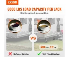 Kemperiniai RV stabilizavimo domkratai, 4 vnt., aliuminiai, 11-17 colių, 6000 lbs, priekaboms, nameliams ant ratų