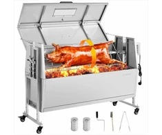 Kepsninės iešmas lauko kempingui, nerūdijančio plieno elektrinis kepsnių kepimo įrenginis su ratukais ir reguliuojamu aukščiu, BBQ kiaulienos ir avienos kepsninė, lauko kepsnių įranga
