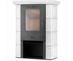 Keramikinė krosnelė, laisvai pastatoma malkinė krosnelė, dramblio kaulo spalvos, 6 kW nominali galia, atitinkanti ekologinį dizainą, efektyvus namų šildymas