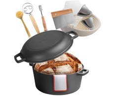 Ketaus puodas, 4.7L iš anksto paruoštas puodas su dangčiu, duonos kepimo puodas, sunkiasvoris virtuvės indas, kempingo puodas, virtuvės kepimo puodas