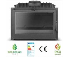 Ketaus židinio kapsulė, 11.9 kW, atitinka EcoDesign 2022, didelio efektyvumo malkinė krosnelė, juoda apdaila