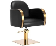 Kirpyklos kėdė, hidraulinė kirpyklos kėdė, juoda ir auksinė salono kėdė, reguliuojamo aukščio kirpyklos kėdės