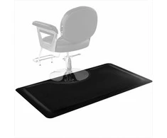 Kirpyklos kilimėlis plaukų stilistui, stačiakampis nuovargį mažinantis grindų kilimėlis su apvalia išpjova, 1525 x 910 mm, PVC ir NBR, saugūs kraštai, neslystantis dugnas, kėdės kilimėlis