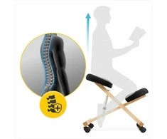 4Fizjo Klūpima kėdė, biurui ir namams, ergonominė laikysenos atrama, juoda reguliuojama klūpima kėdutė