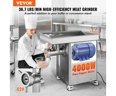 Komercinė elektrinė mėsmalė 16.6kg/min, 4000 W, nerūdijančio plieno, pramoninė, dešrų kimštuvas, mėsos malimo mašina, galinga