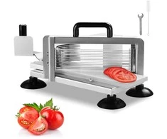 Komercinė pomidorų pjaustyklė, didelio našumo daržovių pjaustyklė, virtuvei ir restoranui, 4.76 mm griežinėliai, nerūdijančio plieno, rankinė pjaustyklė