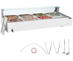 Komercinis elektrinis maisto šildytuvas, stalviršio bufetas, 8 x 8L nerūdijančio plieno su stiklo apsauga, viešbučio maisto šildytuvas, vakarėlių maisto šildytuvas