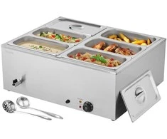 Komercinis maisto šildytuvas, 1500W elektrinis nerūdijančio plieno garų šildytuvas, 6 keptuvių bufeto serveris maitinimui