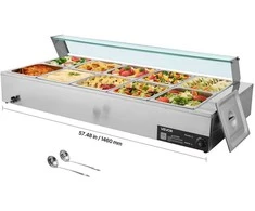 Komercinis maisto šildytuvas, 1700W elektrinis garinis bain marie, nerūdijančio plieno bufeto serveris maitinimui