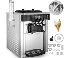 Komercinis minkštų ledų aparatas, 2.2kW, 3 skoniai, 20-28 l/val., nerūdijančio plieno, restoranams, kavinėms, ledų gamybos įrenginys