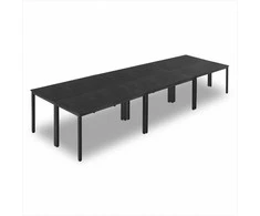 Konferencinių stalų rinkinys iš 6 dalių, 1400 mm biuro susitikimų stalas 16 asmenų, lanksčiai derinamas stalas, modernus stačiakampis susitikimų stalas su metalinėmis kojomis, lengvas surinkimas, darbo stalas