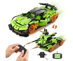 Konstruktorius vaikams: 2in1 robotas-automobilis valdomas pulteliu/programėle, edukacinis rinkinys, RC robotas, mašina