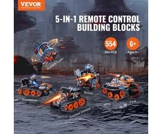 Konstruktorius vaikams 5in1: robotas, mašina valdoma pulteliu. Edukaciniai žaislai, robotų rinkinys, inžinerinis konstruktorius.