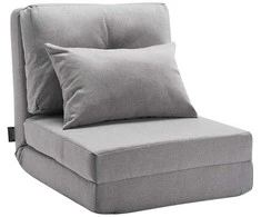 Konvertuojama atlenkiama kėdė, reguliuojama grindų tinginio sofa, 5 padėčių atlošas namams, biurui, žaidimams, pilka sulankstoma kėdė