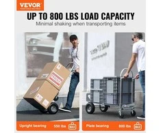 Konvertuojamas rankinis vežimėlis, 2 viename, 363 kg keliamoji galia, sulankstomas universalus vežimėlis