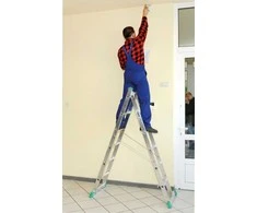 Kopėčios pastoliai, 4 funkcijų kopėčių platforma, stabili darbo platforma, reguliuojamo aukščio platforma, sprendimas darbui aukštyje