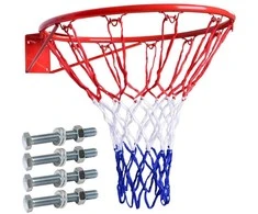 Krepšinio lankas 45 cm, tvirtinimo rinkinys, tinklas, raudonas plieno žiedas, mėgėjiškas, krepšinio lenta, sieninis lankas, vaikams, lauko