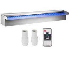 Krioklio baseino fontanas su LED juostele, nerūdijančio plieno latakas, 60 cm vandens ypatybė sodui, kiemui, terasai, alpinariumui ar baseinui, dekoratyvinis sodo fontanas, lauko vandens kaskada