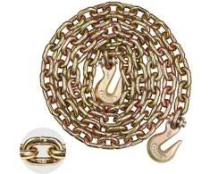Krovinio tvirtinimo grandinė G80, 10 mm x 3.16 m, 3.22T, vilkimo grandinė su kabliais, priekabos grandinė