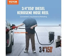 Kuro žarnos ritė dyzeliui ir žibalui, 15.24 m, plieninė, automatinis uždarymas, 300 psi, ilga žarna, kuro perpylimo sistema, žarnos būgnas