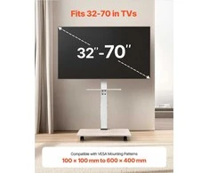 Laikiklis Mobilus televizoriaus stovas 812.8-1778 mm ekranams, televizoriaus vežimėlis su 25° pasukimu ir reguliuojamu aukščiu, su lentyna, iki 40 kg, VESA 600x400mm, grindų stovas televizoriui, ratukai