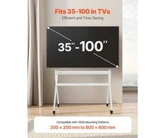 Laikiklis Mobilus TV stovas, reguliuojamo aukščio, ratukais, 35-100 colių (88.9-254 cm) televizoriams, TV vežimėlis, kilnojamas pagrindas