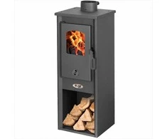 Laisvai pastatoma malkomis kūrenama krosnelė, efektyvus namų šildymas, plieninė konstrukcija, ekologiškas dizainas, 8 kW malkinė krosnelė