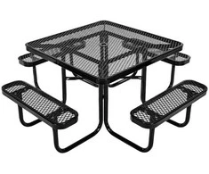 Lauko baldų komplektas Lauko pikniko stalas su suolais, 4 vietų, atsparus oro sąlygoms, metalinis, sodo, terasos, parko baldams