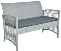 Lauko baldų komplektas Sintetinio ratano sodo baldų komplektas, pilkas, sofa, 2 foteliai ir stalas, lauko terasa, balkono komplektas, poilsio zona