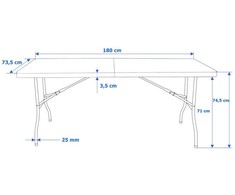 Lauko baldų komplektas Sulankstomas banketinis stalas 180 cm, 6 kėdės, furšetų, pobūvių, renginių komplektas
