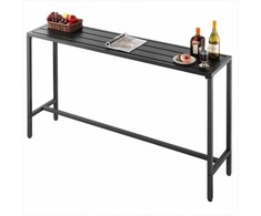 Lauko baro stalas, vandeniui atsparus stalviršis ir tvirtas metalinis rėmas, 160 x 37.5 cm, balkonui, kiemui, zonai prie baseino, terasos baro stalas, aukštas valgomojo stalas