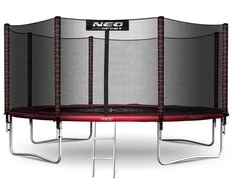 Lauko batutas 435 cm su apsauginiu tinklu ir kopėčiomis, didelis batutas, batutas kieme, batutas vaikams