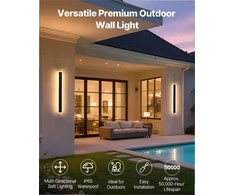 Lauko sieniniai šviestuvai, modernus fasado apšvietimas, reguliuojamas ryškumas ir spalva su pulteliu, 2 vnt., 600 mm, IP65 atsparumas vandeniui, LED juosta namui, terasai ir garažui