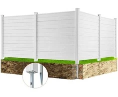Lauko šiukšlių dėžių ir kondicionierių uždanga, 4 dalių horizontali PVC tvora 127x127cm, baseino įrangos uždanga, balta plastikinė lauko pertvara, kiemo įrangos paslėpimas
