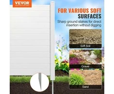 Lauko šiukšlių dėžių ir kondicionierių uždanga, 4 dalių horizontali PVC tvora 127x127cm, baseino įrangos uždanga, balta plastikinė lauko pertvara, kiemo įrangos paslėpimas