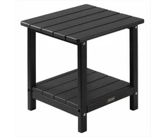 Lauko šoninis staliukas, dviejų sluoksnių HDPE lengvai priežiūrai, atsparus oro sąlygoms terasai baseinui paplūdimiui prieangiui vidui kiemui, juodas lauko galinis staliukas, terasos šoninis stalas, sodo baldai