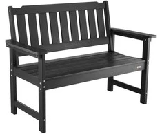 Lauko suoliukas, tvirtas, 128 cm, atsparus oro sąlygoms, 2-3 vietų, su atlošu ir porankiais, sodo suoliukas, terasos suoliukas, parko suoliukas, lauko sėdimoji vieta