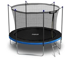Lauko trampolinas 252 cm su vidiniu tinklu ir kopėčiomis, sodo trampolinas, apvalus trampolinas, vaikiškas trampolinas