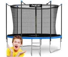 Lauko trampolinas 252 cm su vidiniu tinklu ir kopėčiomis, sodo trampolinas, apvalus trampolinas, vaikiškas trampolinas
