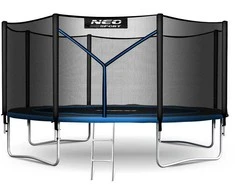 Lauko trampolinas 404 cm su apsaugos tinklu ir kopėčiomis, didelis batutas, kiemo batutas, vaikiškas batutas