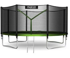 Lauko trampolinas 435 cm su apsauginiu tinklu ir kopėčiomis, didelis trampolinas, sodo trampolinas su apsauginiu tinklu, lauko šokinėjimo trampolinas