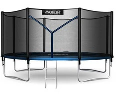 Lauko Trampolinas 435cm su apsauginiu tinklu ir kopėčiomis, didelis trampolinas sodui, apvalus trampolinas su apsauginiu tinklu, trampolinas kieme
