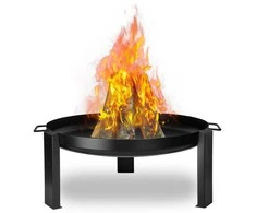 Lauko židinys, 80 cm, ketaus ir plieno, nešiojamas, juodas dubuo, ugniakuras, laužavietė