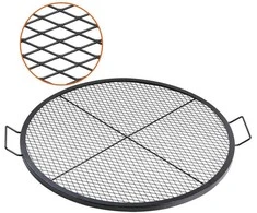 Laužavietės grotelių kepsninė, apvali kepimo grotelės, tvirto plieno laužavietės BBQ grotelės su rankena ir X tipo atrama, nešiojamas kempingo kepimo įrankis iškyloms ir susibūrimams, sto