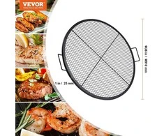 Laužavietės grotelių kepsninė, apvali kepimo grotelės, tvirto plieno laužavietės BBQ grotelės su rankena ir X tipo atrama, nešiojamas kempingo kepimo įrankis iškyloms ir susibūrimams, sto