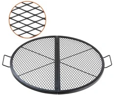 Laužavietės grotelių kepsninė, sulankstoma apvali kepimo grotelės, tvirto plieno laužavietės BBQ grotelės su rankena ir atrama, nešiojami stovyklavimo indai išvykoms, 91.0 cm ju